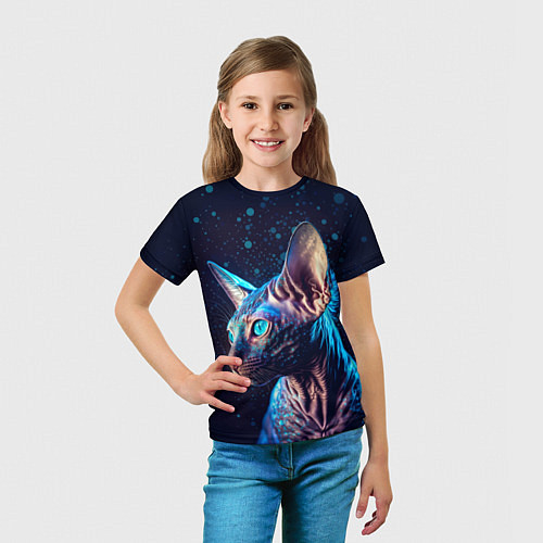 Детская футболка Кот сфинкс и искорки / 3D-принт – фото 5