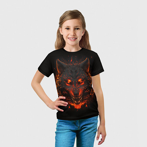 Детская футболка Морда огненного волка / 3D-принт – фото 5