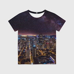 Футболка детская Ночной город и звёзды на небе, цвет: 3D-принт