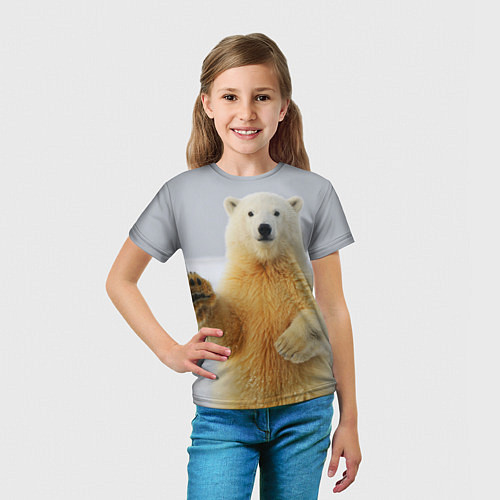 Детская футболка Белый медведь приветствует / 3D-принт – фото 5