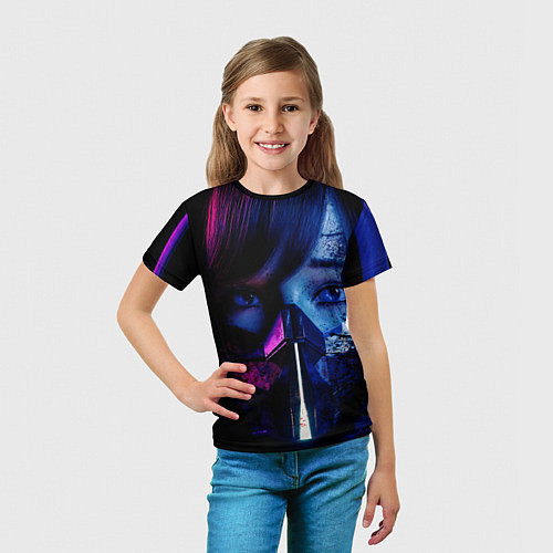 Детская футболка Девушка в киберпанке / 3D-принт – фото 5