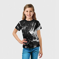 Футболка детская Брызги красок - белая и черная, цвет: 3D-принт — фото 2