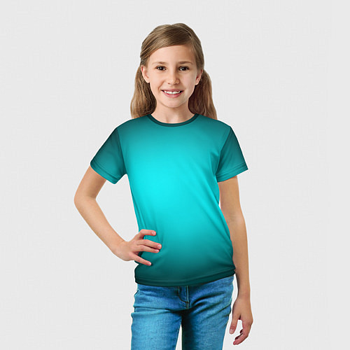 Детская футболка Неоновый синий градиент / 3D-принт – фото 5