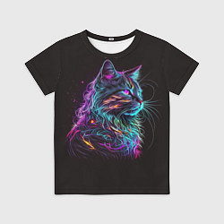 Футболка детская Неоновая кошечка, цвет: 3D-принт