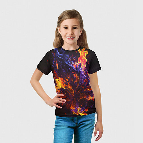 Детская футболка Текстура огня / 3D-принт – фото 5