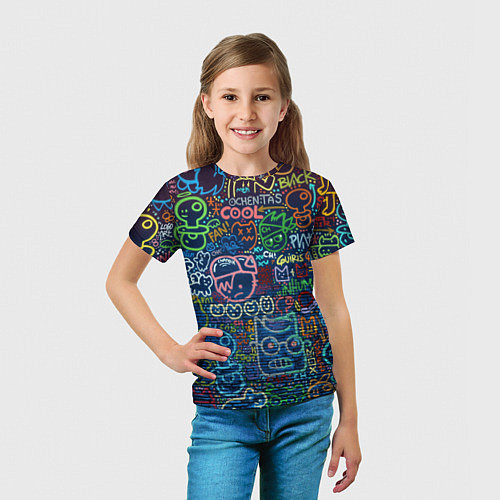 Детская футболка Разрисованная стена / 3D-принт – фото 5