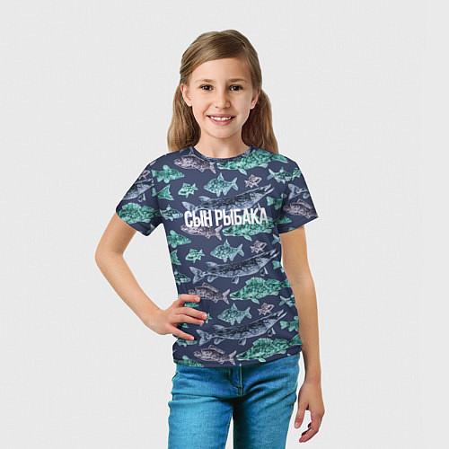Детская футболка Сын на рыбалку с папой / 3D-принт – фото 5
