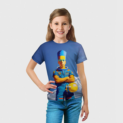 Детская футболка Барт Симпсон - космический мальчик - нейросеть / 3D-принт – фото 5