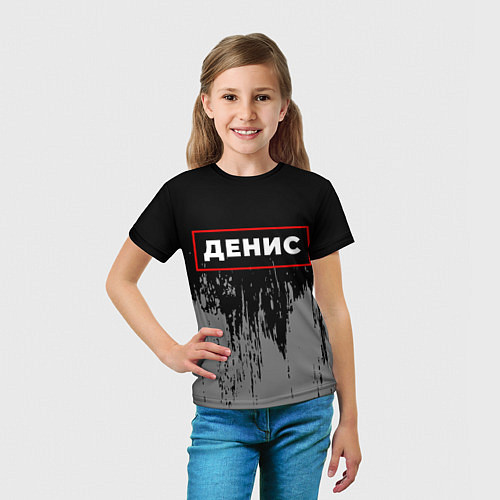 Детская футболка Денис - в рамке красного цвета / 3D-принт – фото 5