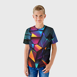 Футболка детская Неоновые абстрактные плиты, цвет: 3D-принт — фото 2
