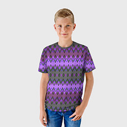 Футболка детская Серо-фиолетовый этнический геометрический узор, цвет: 3D-принт — фото 2