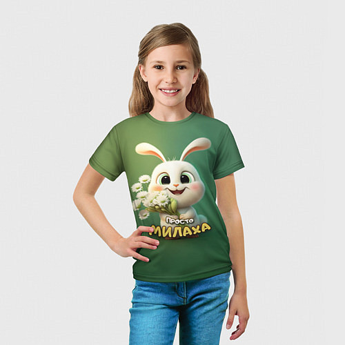 Детская футболка Просто белая зайка милаха / 3D-принт – фото 5
