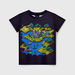 Футболка детская Пиксельный остров и замок, цвет: 3D-принт