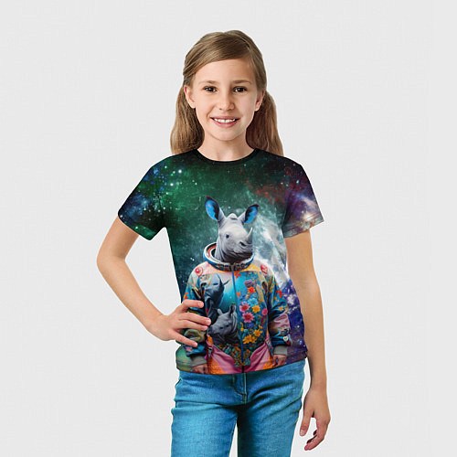 Детская футболка Rhino in spacesuit - neural network / 3D-принт – фото 5