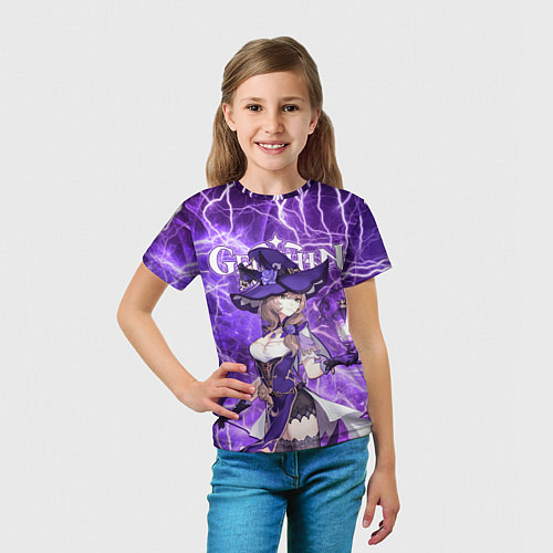 Детская футболка Лиза на фоне молний / 3D-принт – фото 5