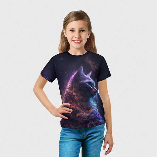 Детская футболка Кошка в космосе туманность / 3D-принт – фото 5