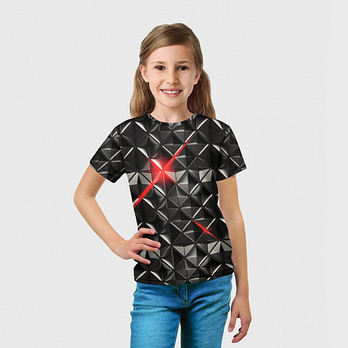 Детская футболка Металлические плитки / 3D-принт – фото 5