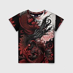 Футболка детская Красный Irezumi узор, цвет: 3D-принт