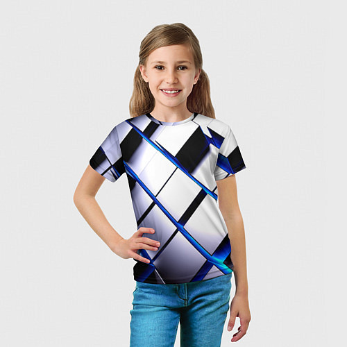 Детская футболка Неоновые плиты киберпанк / 3D-принт – фото 5