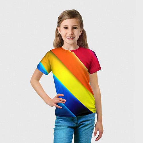 Детская футболка Радужные полосы текстура / 3D-принт – фото 5