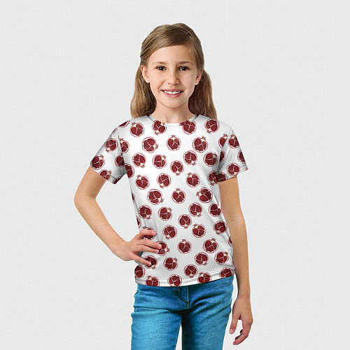 Детская футболка Гранаты на белом - паттерн / 3D-принт – фото 5