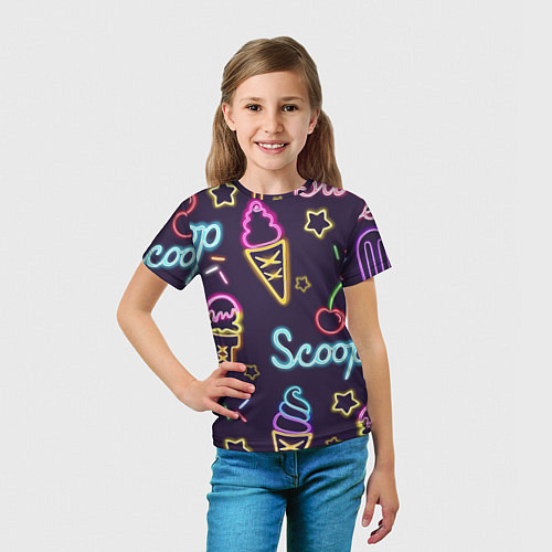 Детская футболка Неоновые надписи sweet scoop / 3D-принт – фото 5