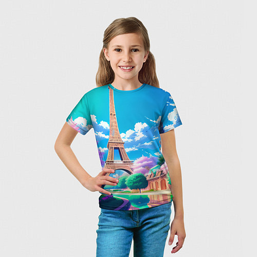 Детская футболка Весенний Париж / 3D-принт – фото 5