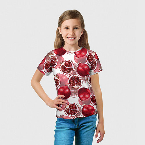 Детская футболка Гранаты на белом фоне - паттерн / 3D-принт – фото 5