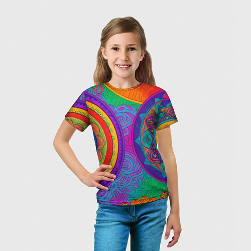 Детская футболка Красочные этнические орнаменты / 3D-принт – фото 5