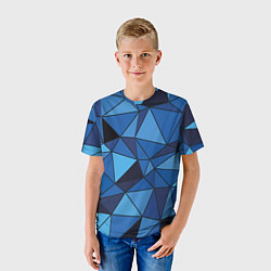 Футболка детская Синие треугольники, абстракт, цвет: 3D-принт — фото 2