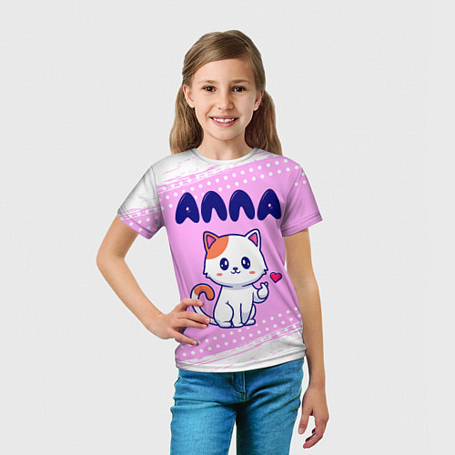 Детская футболка Алла кошечка с сердечком / 3D-принт – фото 5