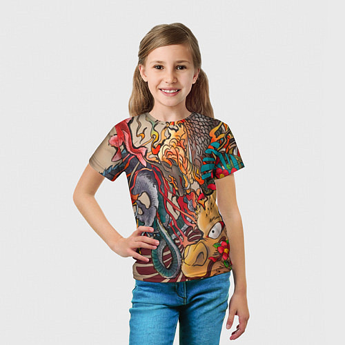 Детская футболка Иредзуми: демон и дракон / 3D-принт – фото 5