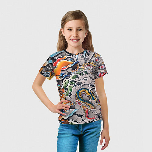 Детская футболка Иредзуми: дракон и лис / 3D-принт – фото 5