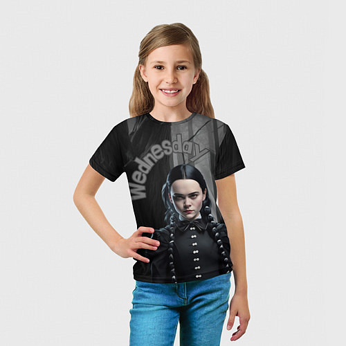 Детская футболка Wednesday Addams в лесу / 3D-принт – фото 5