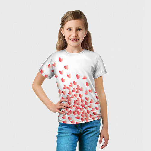 Детская футболка Падающие сердечки / 3D-принт – фото 5