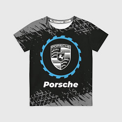 Футболка детская Porsche в стиле Top Gear со следами шин на фоне, цвет: 3D-принт