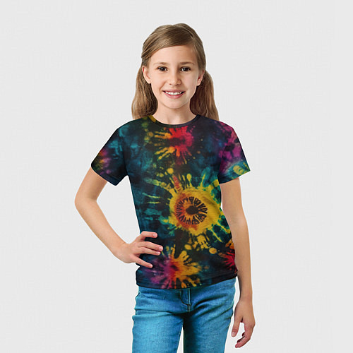 Детская футболка Тай дай на темном фоне: арт нейросети / 3D-принт – фото 5