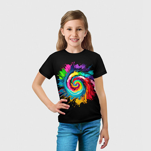 Детская футболка Тай-дай разноцветная спираль / 3D-принт – фото 5