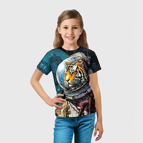 Детская футболка Тигр космонавт на далекой планете / 3D-принт – фото 5