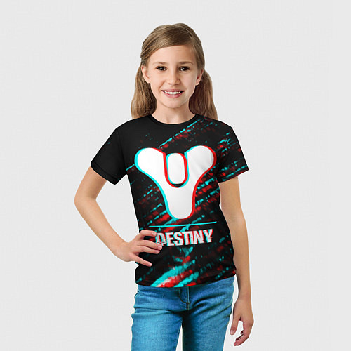 Детская футболка Destiny в стиле glitch и баги графики на темном фо / 3D-принт – фото 5