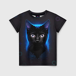 Футболка детская Черный кот на фоне созвездий, цвет: 3D-принт