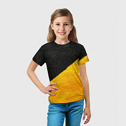 Футболка детская Черно-желтые масляные краски, цвет: 3D-принт — фото 2