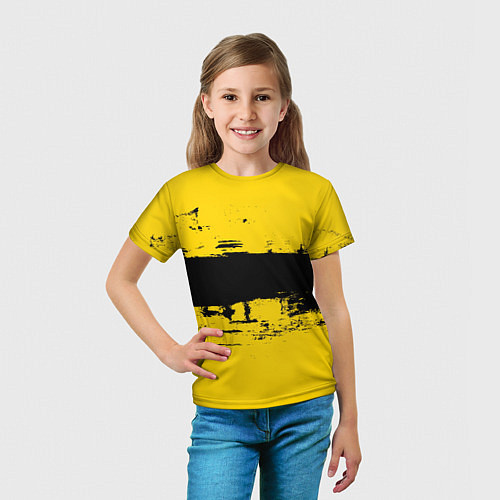 Детская футболка Черно-желтая полоса Cyberpunk 2077 / 3D-принт – фото 5
