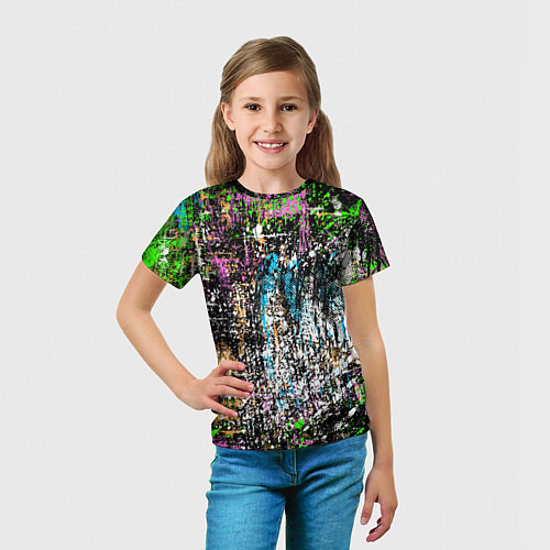 Детская футболка Красочный фон в стиле гранж / 3D-принт – фото 5
