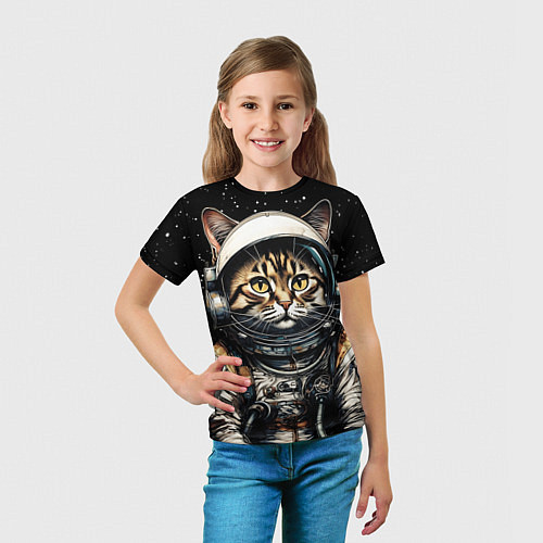 Детская футболка Кот космический турист / 3D-принт – фото 5