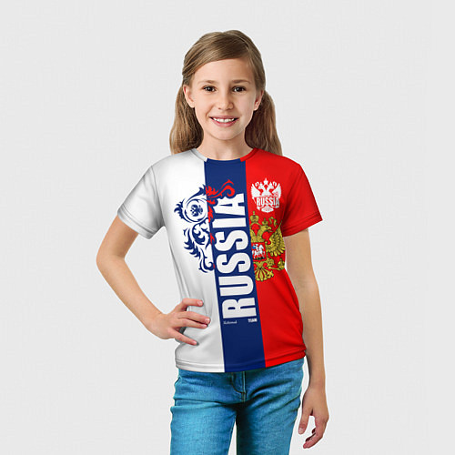 Детская футболка Russia national team: white blue red / 3D-принт – фото 5