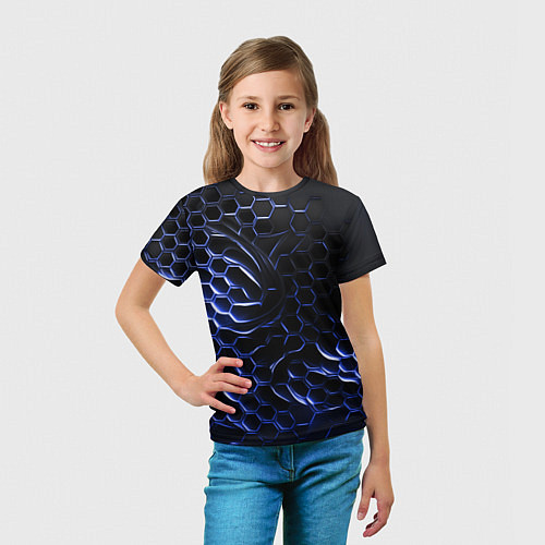 Детская футболка Синие объемные плиты / 3D-принт – фото 5