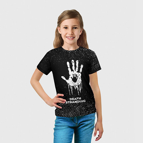 Детская футболка Death Stranding с потертостями на темном фоне / 3D-принт – фото 5