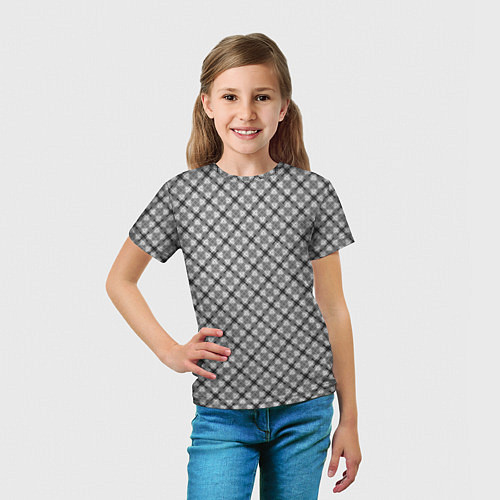 Детская футболка Серый узор в косую клетку / 3D-принт – фото 5