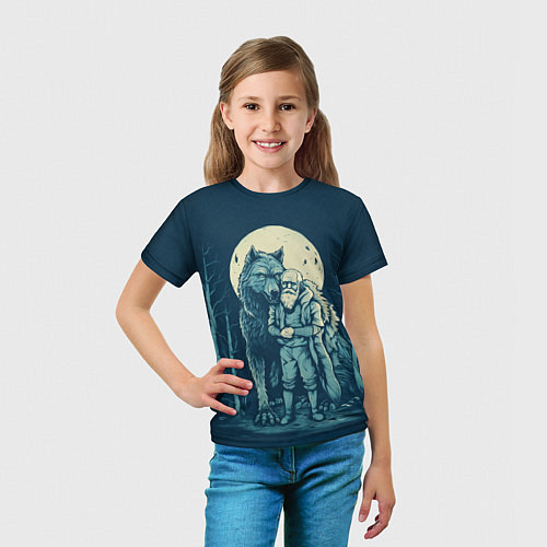 Детская футболка Старик с волком / 3D-принт – фото 5